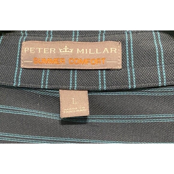 Peter Millar Summer Comfort Polo Shirt Mens Large Blue Striped Golf Performance - Picture 2 of 15